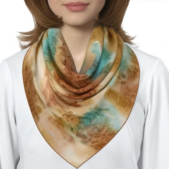 Vintage Remoy D’Urville Paris Watercolor Silk Scarf - Elegant French Design - Picture 2 of 5